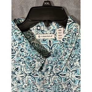 New with Tags‎ CUBAVERA Blue White 100% Viscose Short Sleeve Shirt Size 2XL